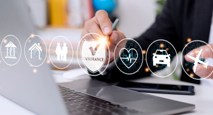 Image of insurance types displayed on a touchscreen