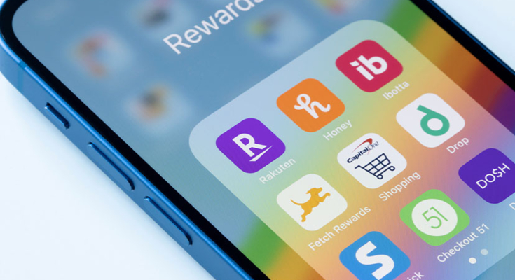 iPhone with folder for Rewards apps open