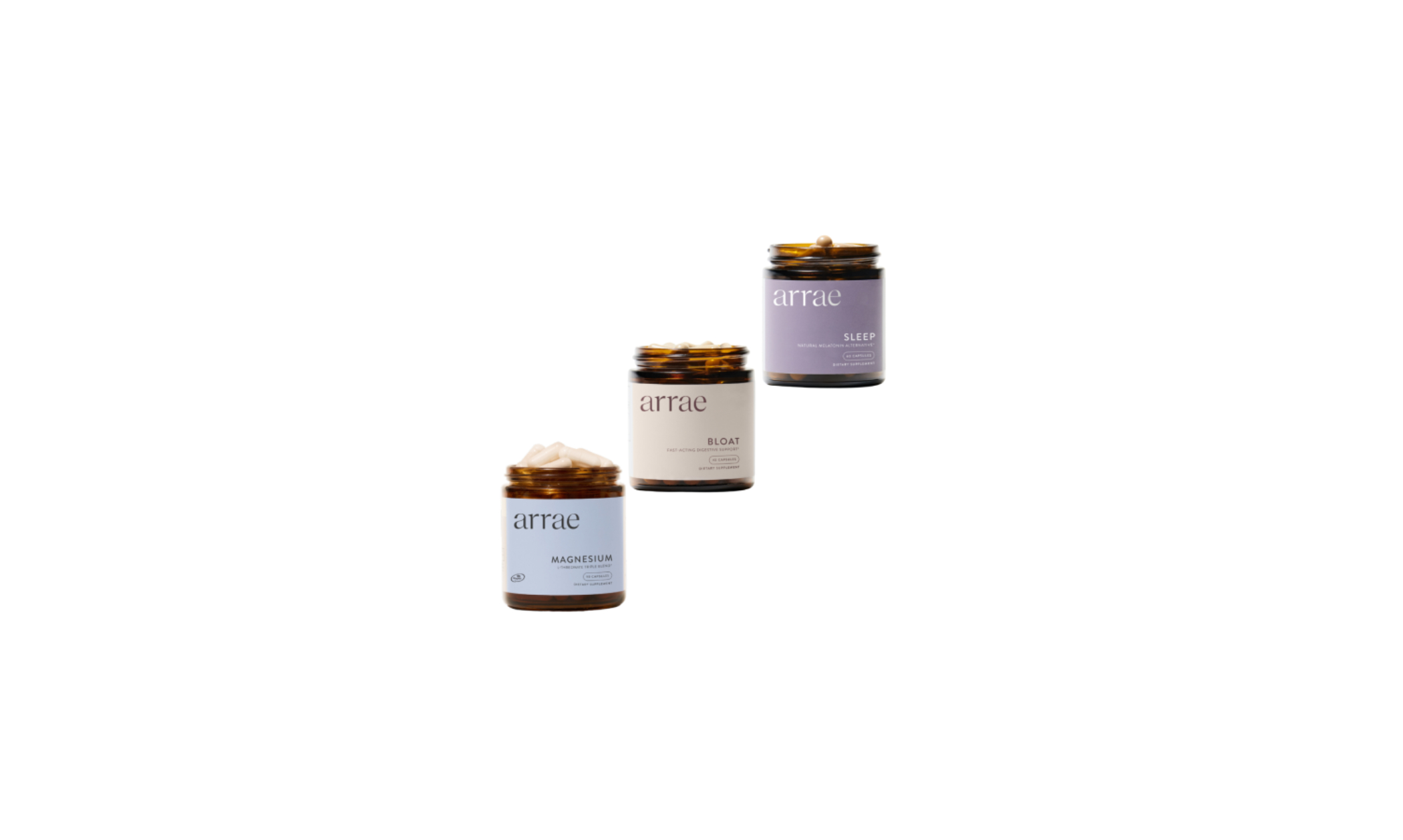 Image of three jars of Arrae supplements