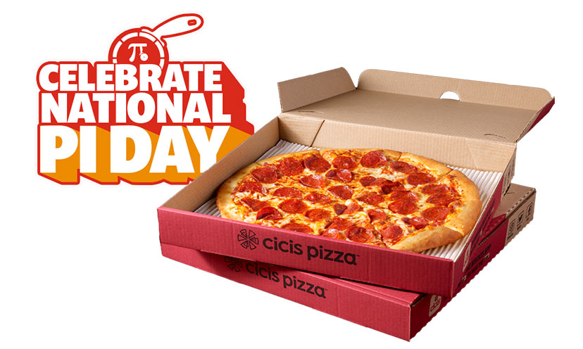 Image of two Cici's pizza boxes with one open and containing a pepperoni pizza