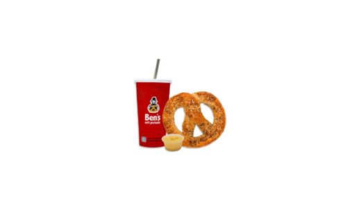 Image of Pretzel and drink from Ben’s Pretzels