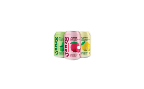 Image of three cans of Sanzo Sparkling Water