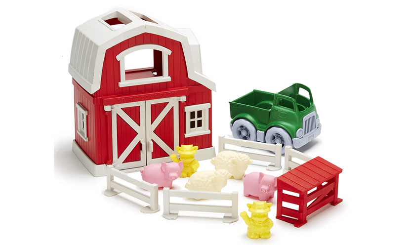 A set of farm toys by Green Toys