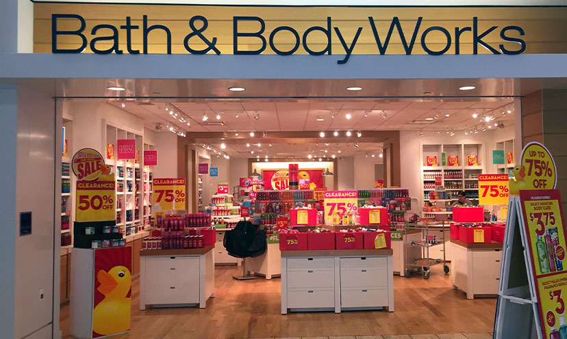 Body and Body Works store with signage for semi-annual sale
