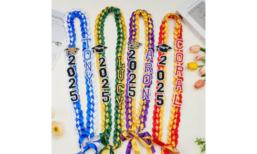 Graduation garlands made in bright colors with Class of 2025 and names on them 