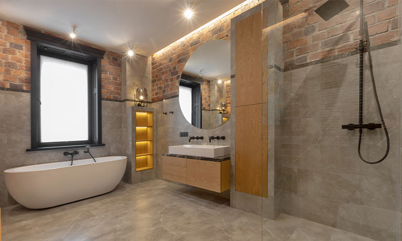 Bathroom with a wet room design