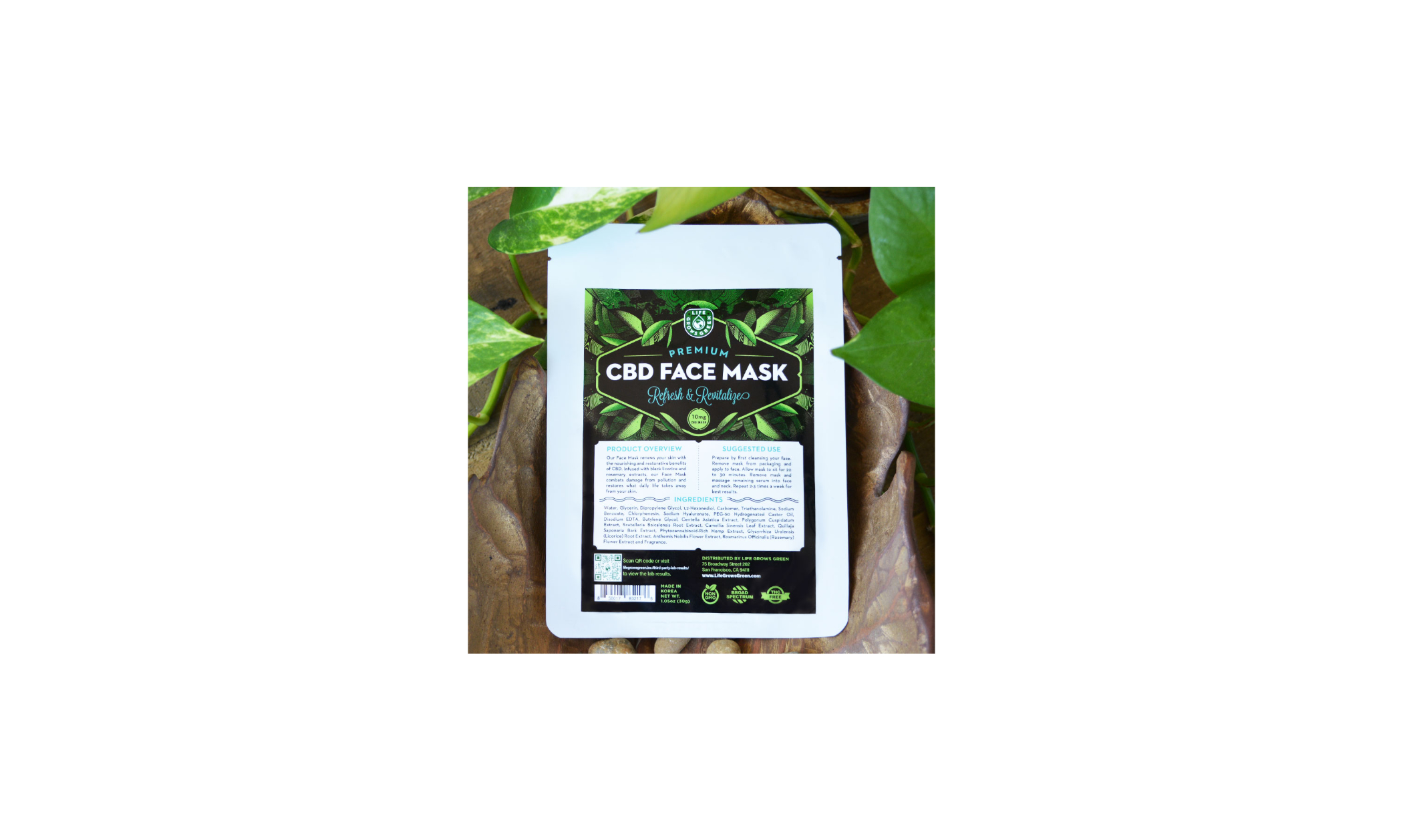 Image of the CBD Sheet Mask from Life Grows Green